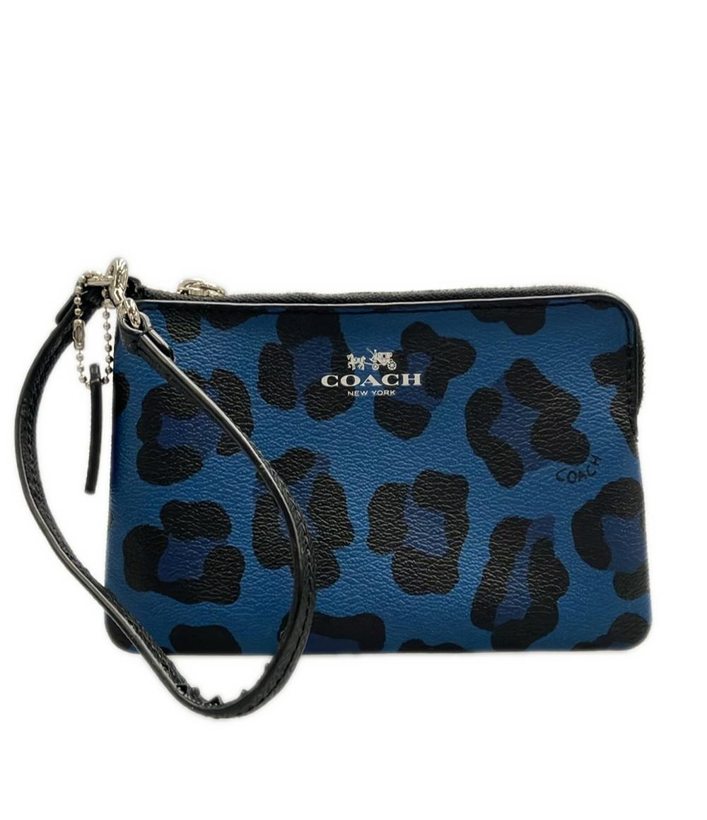 COACH ポーチ レオパード プリント コーナー ジップ リストレット