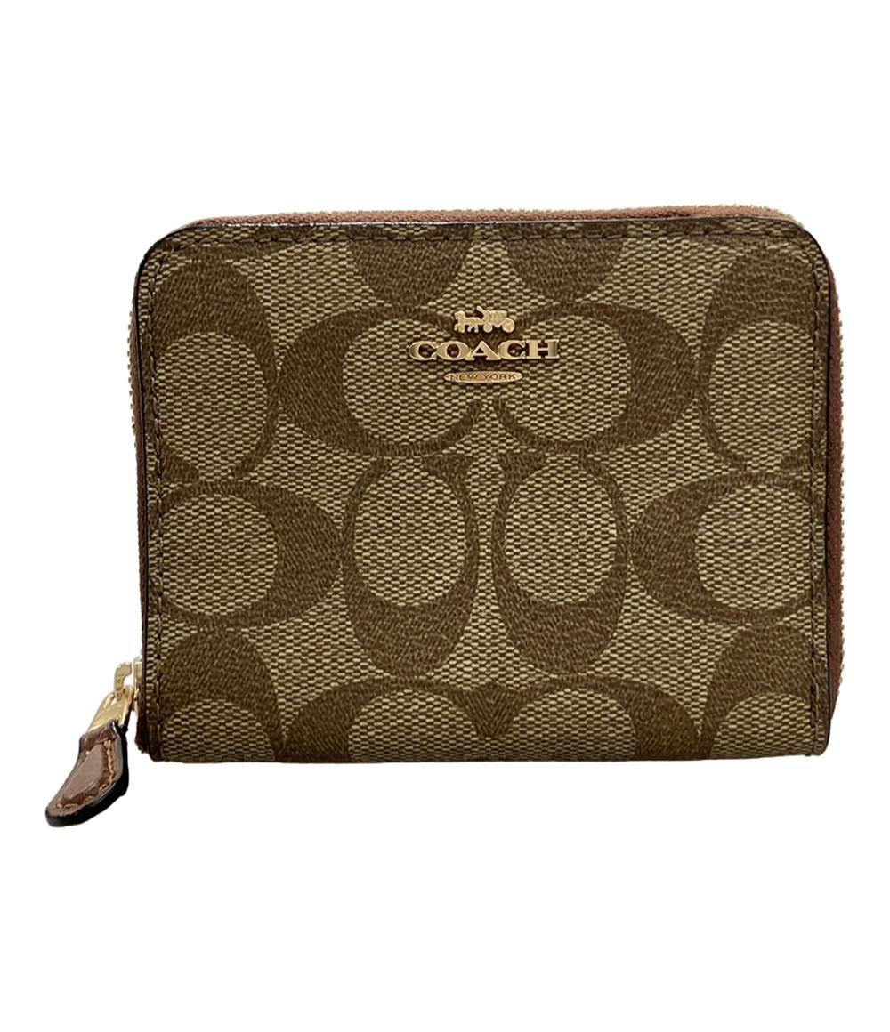 COACH ラウンドファスナー二つ折り財布 PVC キャンバス レザー F30308 レディース コーチ