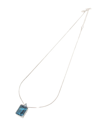美品 ネックレス K14WG ロンドンブルートパーズ21.08ct レディース