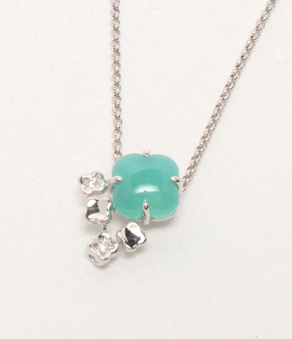 美品 TASAKI ネックレス K18WG ダイヤ0.01ct カルセドニー レディース タサキ