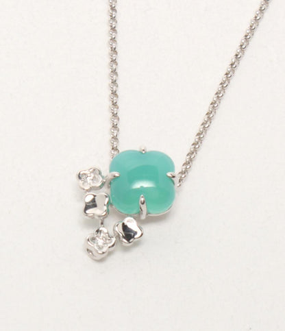 美品 TASAKI ネックレス K18WG ダイヤ0.01ct カルセドニー レディース タサキ