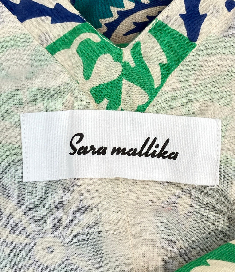 美品 Sara Mallika ミューラルプリント シャーリングドレス ワンピース レディース SIZE S サラ マリカ