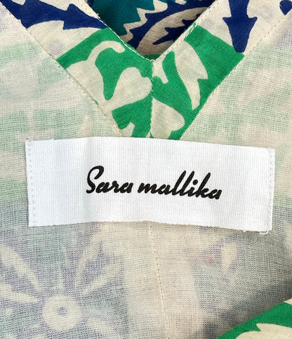 美品 Sara Mallika ミューラルプリント シャーリングドレス ワンピース レディース SIZE S サラ マリカ