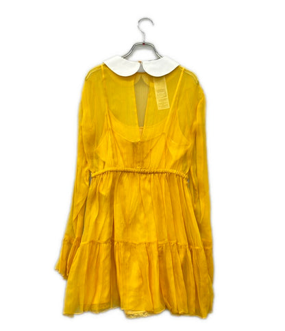 美品 GUCCI ラウンドカラーシフォンワンピース 728125 レディース SIZE 40 (S) グッチ