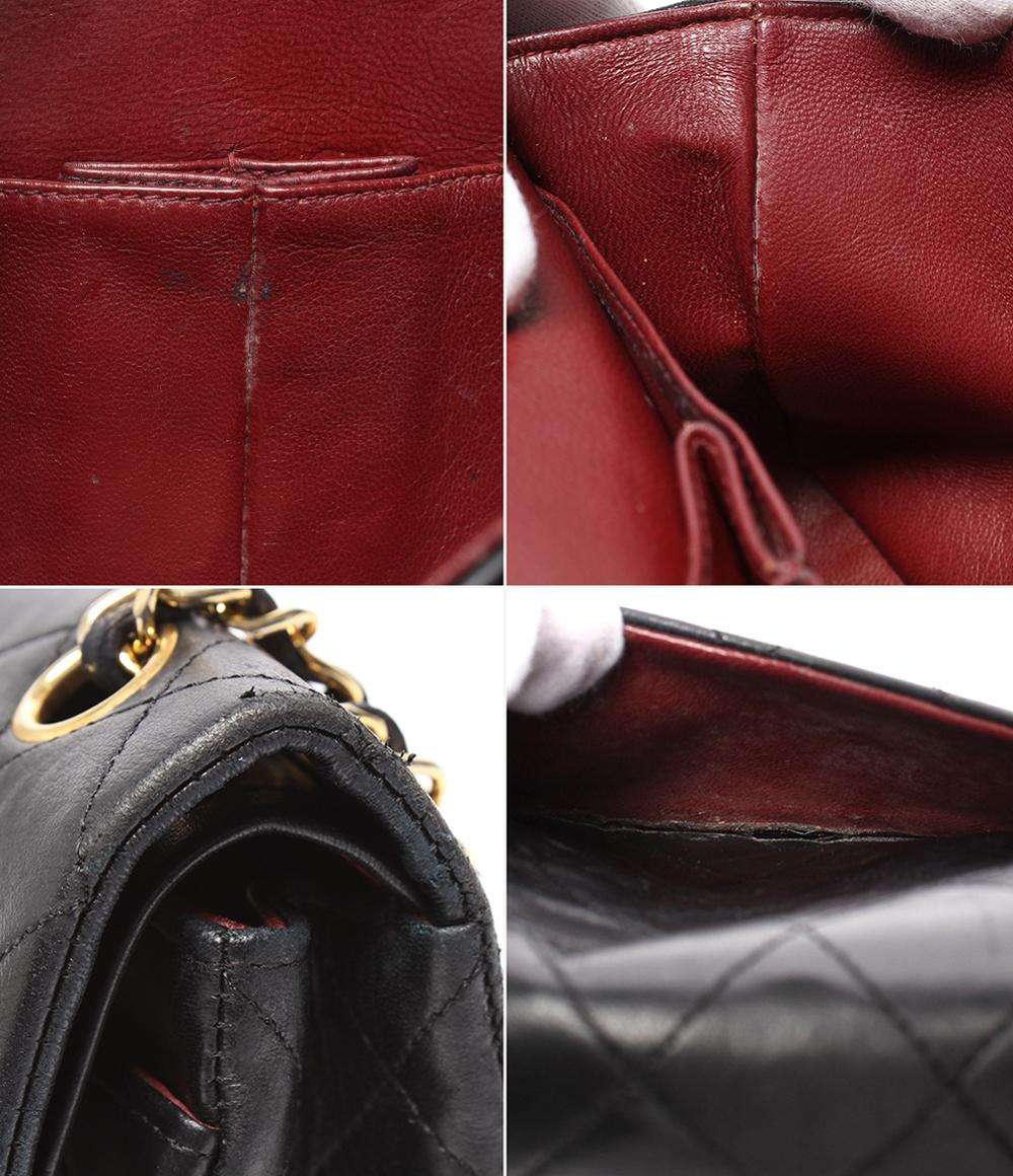 CHANEL チェーンショルダーバッグ ダブルチェーン ダブルフラップ ゴールド金具 ラムスキン 1番台 マトラッセ23 レディース シャネル