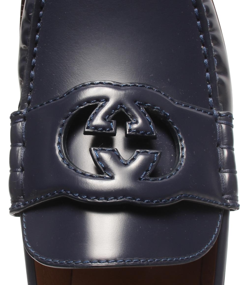 美品 GUCCI ローファー インターロッキング 738470 メンズ SIZE 6 1/2 (25.5cm) グッチ