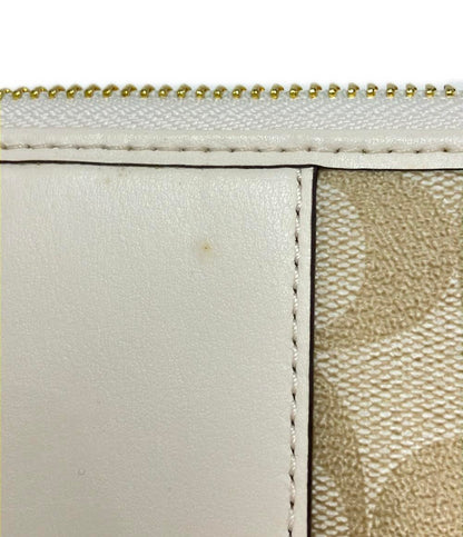 美品 コーチ ラウンドファスナー長財布 シグネチャー レディース COACH