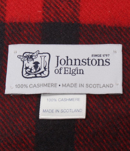 美品 ジョンソンストンズ オブ エルガン マフラー ストール チェック柄 カシミヤ100% レディース Johnstons of Elgin