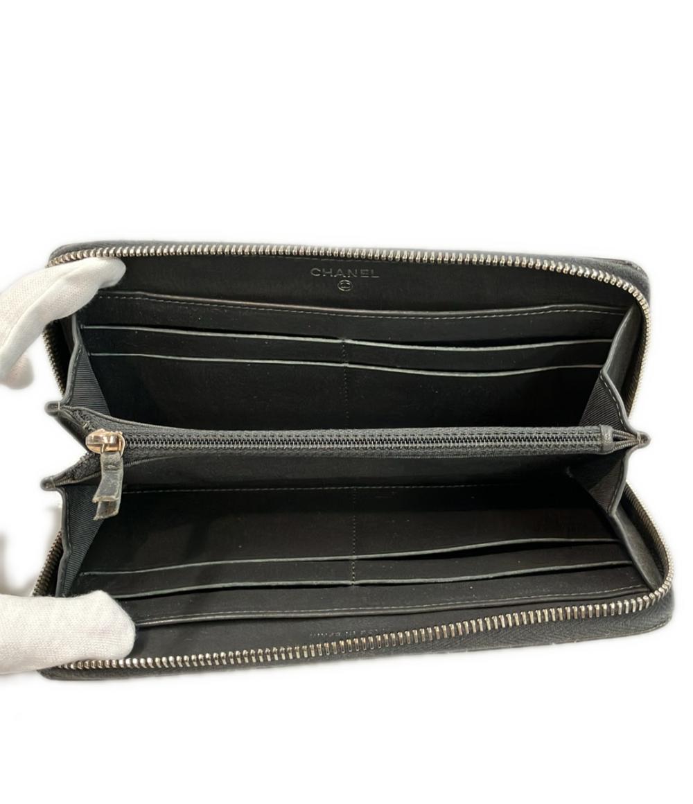 シャネル ラウンドファスナー長財布 シルバー金具 レディース CHANEL