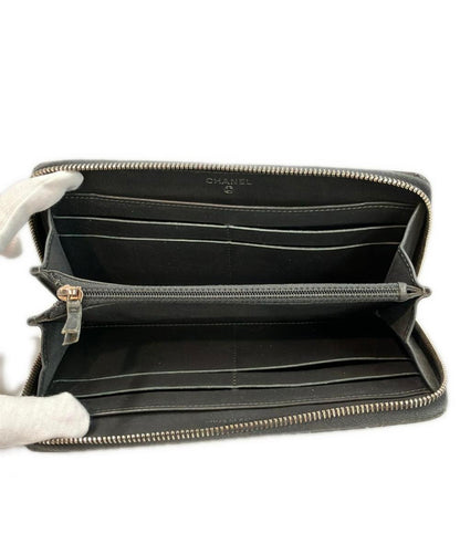 シャネル ラウンドファスナー長財布 シルバー金具 レディース CHANEL