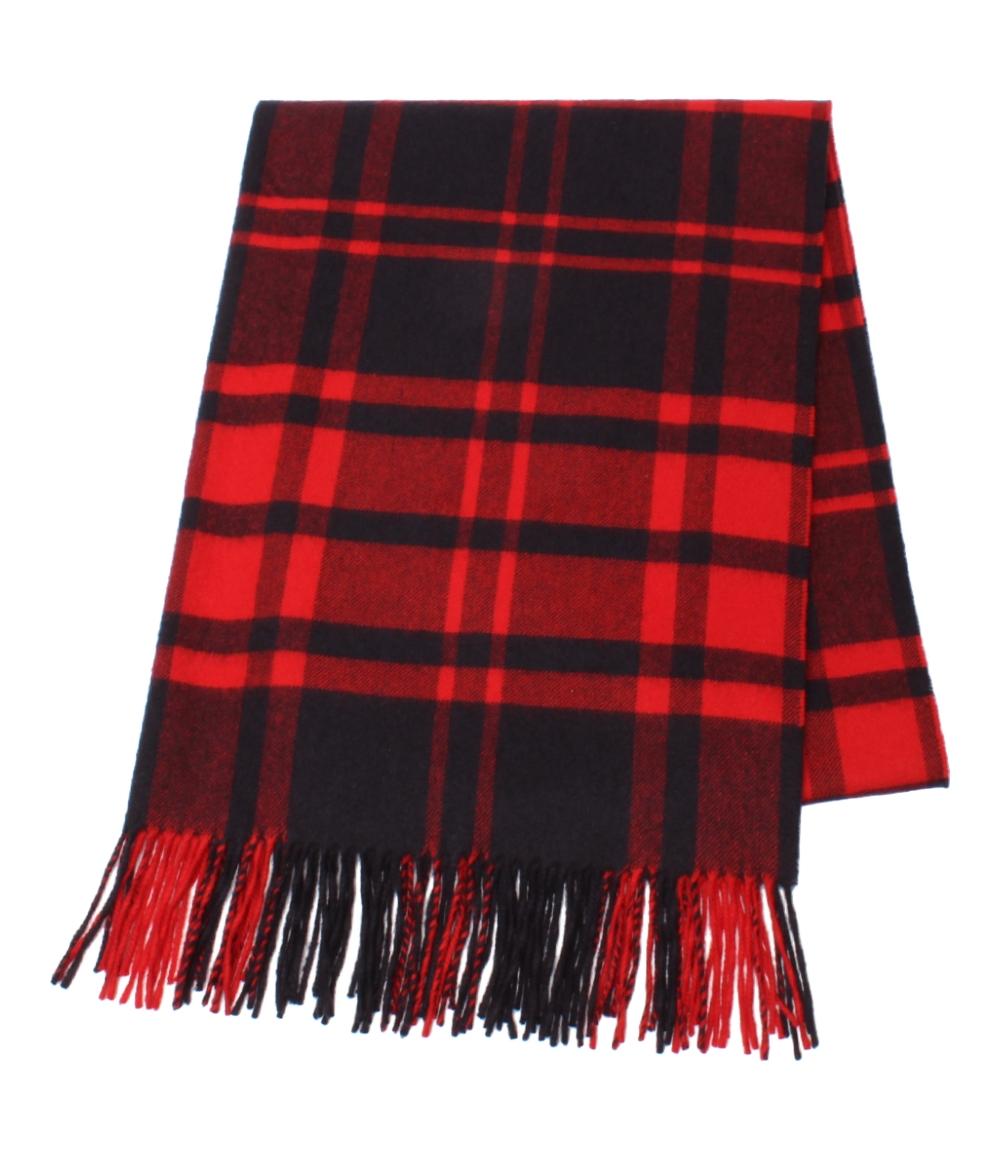 美品 ジョンソンストンズ オブ エルガン マフラー ストール チェック柄 カシミヤ100% レディース Johnstons of Elgin