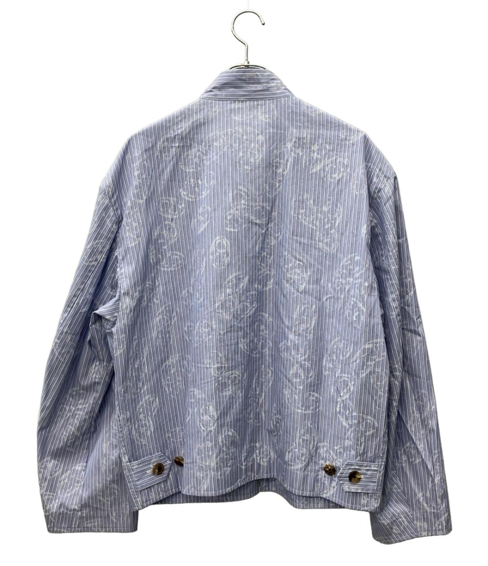 美品 エルメス 長袖シャツ ストライプ ジップアップ シェーヌダンクル メンズ SIZE 50 (L) HERMES