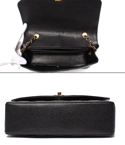 CHANEL チェーンショルダーバッグ シングルフラップ シングルチェーン ゴールド金具 ダイアナ キャビアスキン 2番台 レディース シャネル マトラッセ