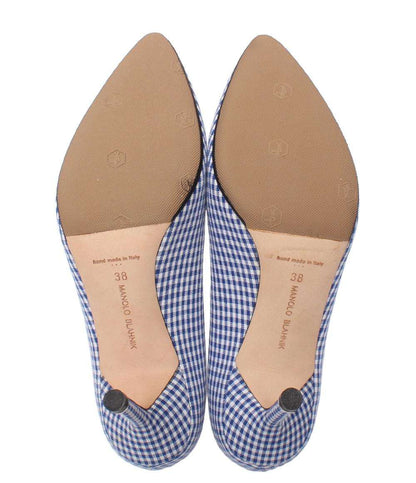 美品 MANOLO BLAHNIK ハイヒール パンプス ギンガムチェック ビジュー レディース SIZE 38 (25cm) マノロブラニク