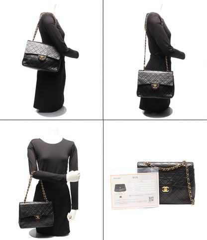 CHANEL チェーンショルダーバッグ 肩掛け 斜め掛け マトラッセ25 ゴールド金具 ダブルチェーン ダブルフラップ ラムスキン 1番台 レディース シャネル
