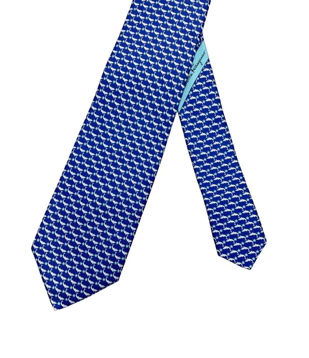 Salvatore Ferragamo ネクタイ イルカ柄 メンズ サルヴァトーレフェラガモ