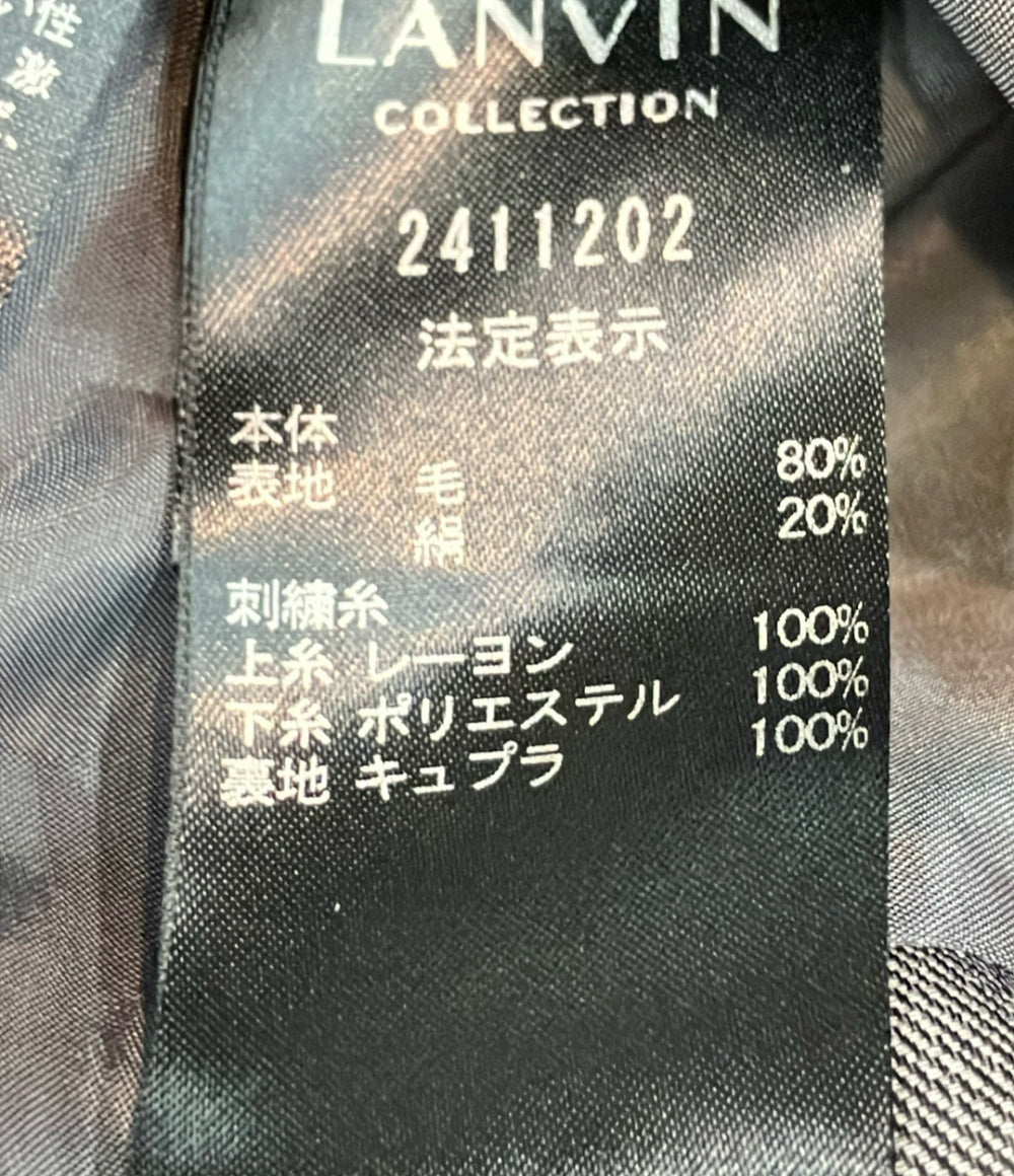 美品 LANVIN collection ノーカラージャケット シルクウールスリーローズ刺繍 フロントボタン 比翼仕立て タグ付き 2411202 レディース SIZE 38 (S)