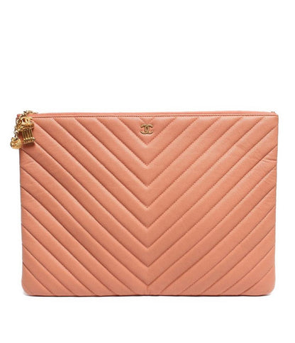 レザークラッチバッグ ココマーク  フクロウ ゴールド金具 シェブロン Ｖステッチ キャビアスキン レディース CHANEL