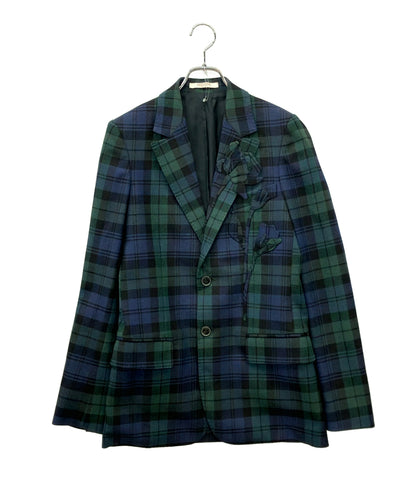 美品 VALENTINO フラワーエンブロイダリー テーラードジャケット タータンチェック メンズ SIZE 44 (S) ヴァレンティノ