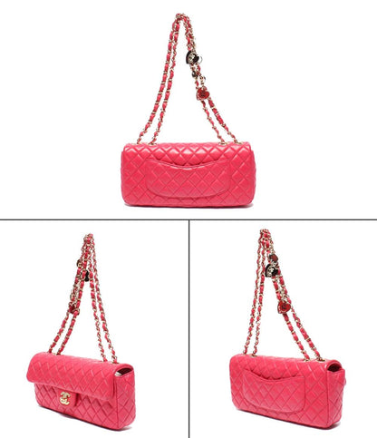 CHANEL チェーンショルダーバッグ バレンタイン限定 ダブルチェーン ゴールド金具 ココマーク チャーム付き マトラッセ25 レディース シャネル