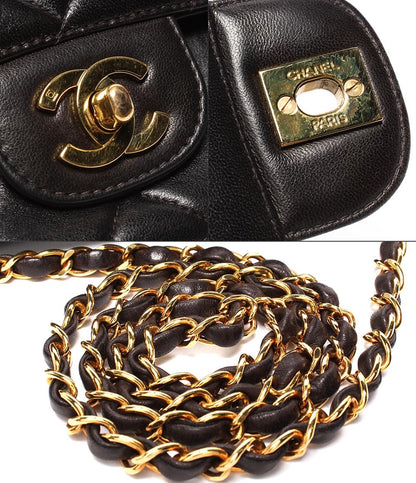 CHANEL チェーンショルダーバッグ シングルチェーン 斜め掛け 肩掛け ゴールド金具 ラムスキン レディース シャネル