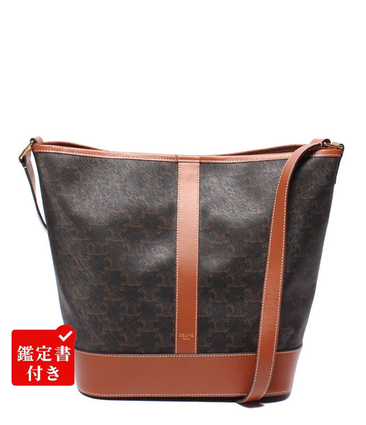 美品 CELINE ショルダーバッグ 肩掛け トリオンフ ミディアム バケット