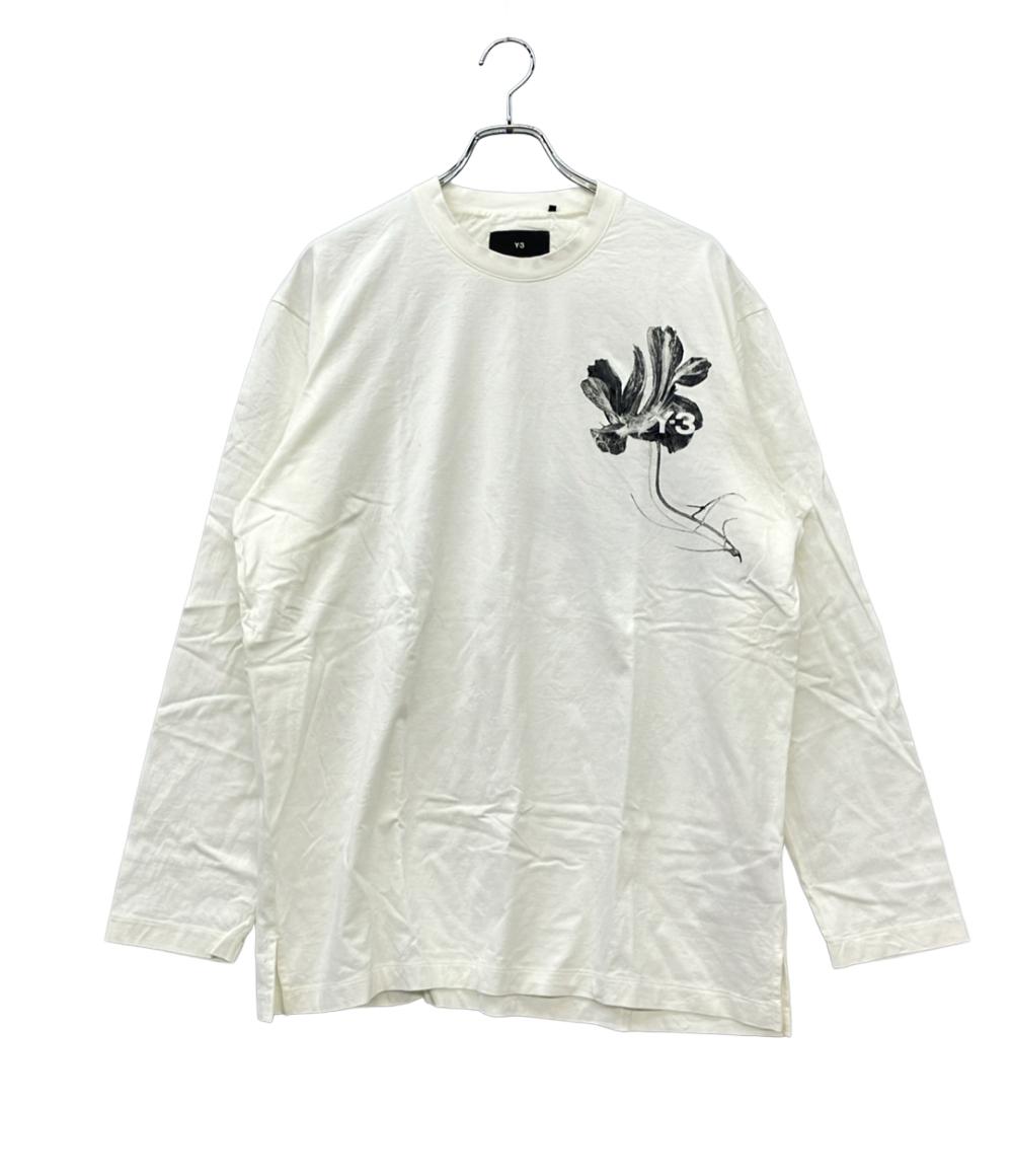 Y-3 長袖Tシャツ フラワーグラフィック ストリート メンズ SIZE L ワイスリー