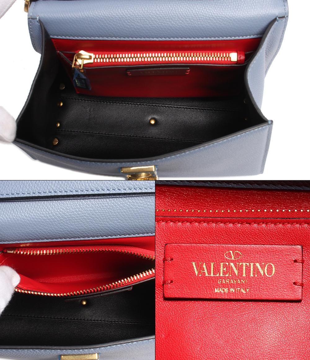 美品 ヴァレンティノ・ガラヴァーニ レザー ハンドバッグ ショルダーバッグ Vスリング スモール ハンドバッグ グレインカーフスキン ナイアガラ