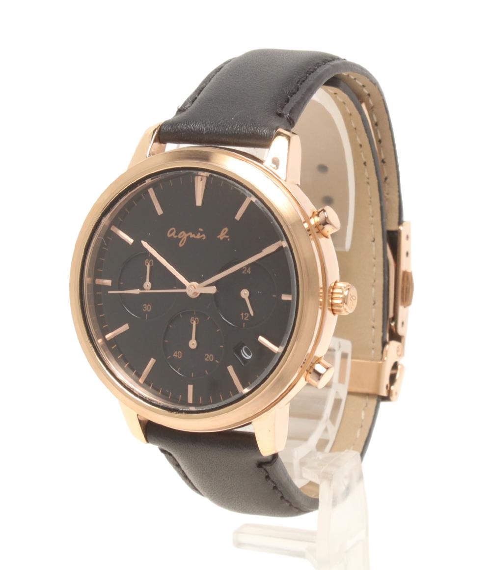 agnes b. 腕時計 クオーツ ブラック VD53-KWB0 レディース メンズ アニエスベー