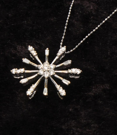 美品 ネックレス K18WG ダイヤ 0.70ct 雪モチーフ スノーモチーフ レディース