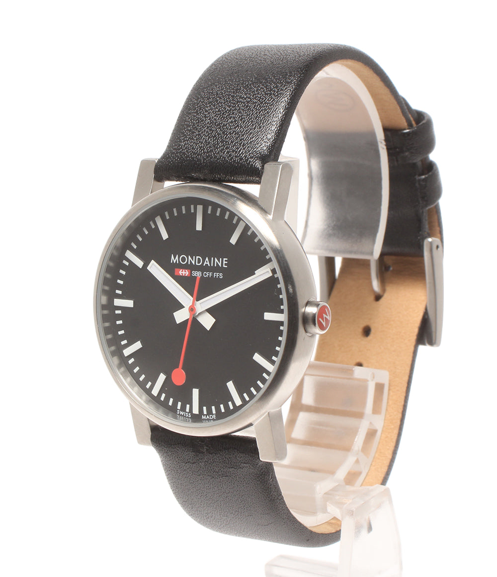 MONDAINE 腕時計 クオーツ ブラック レディース メンズ モンディーン