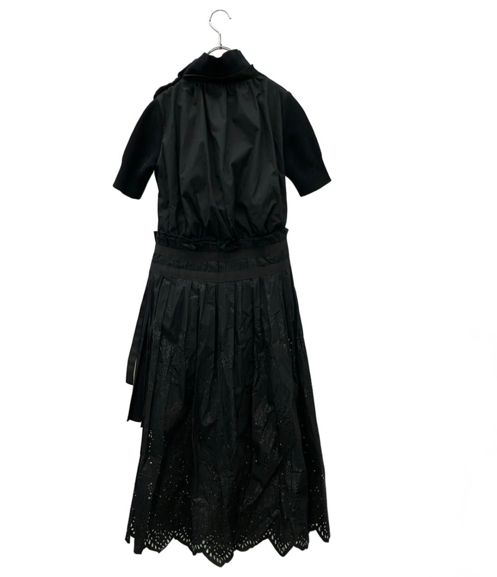 Sacai 半袖ワンピース ニット カットワーク  プリーツ 1 18-03917 レディース SIZE 1 (S) サカイ