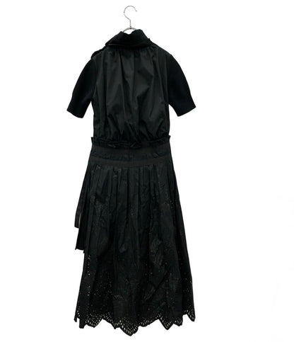 Sacai 半袖ワンピース ニット カットワーク  プリーツ 1 18-03917 レディース SIZE 1 (S) サカイ
