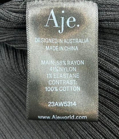 美品 アジェ ナイロンニット切り替えノースリーブフレアミディアムワンピース レディース SIZE L Aje