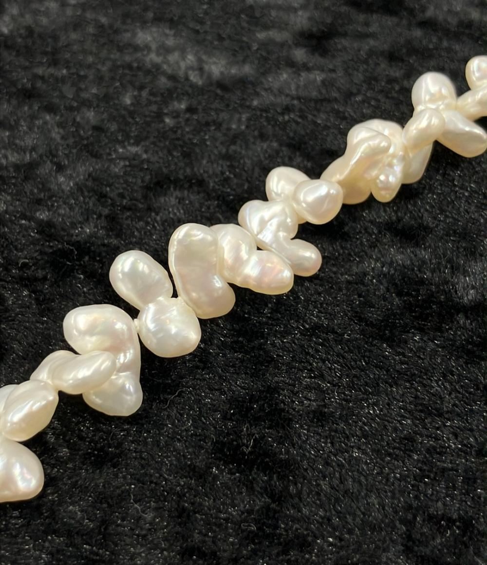 美品 ロングネックレス 淡水パール シェル レディース