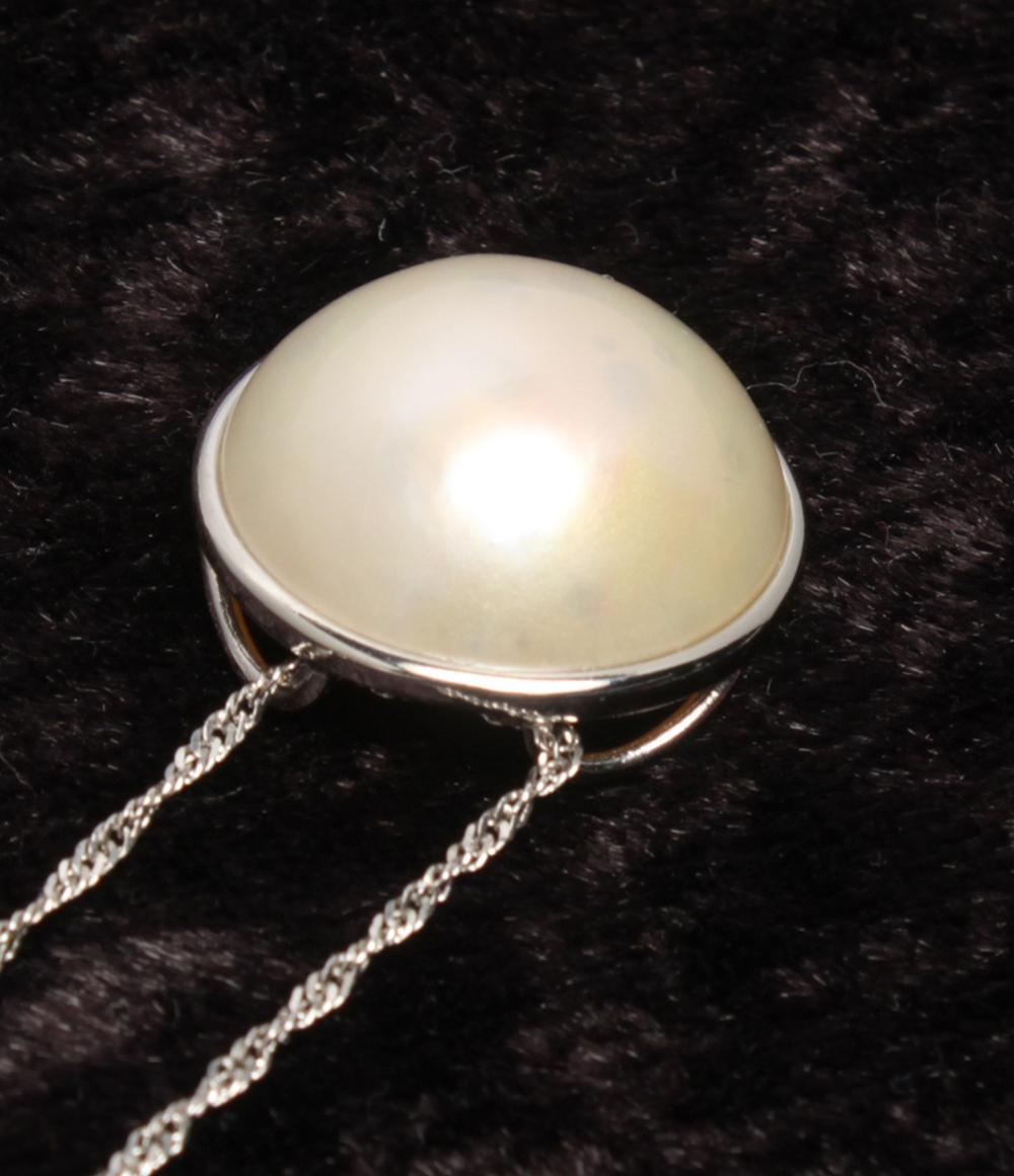 美品 ネックレス SV925 マベパール 15mm レディース