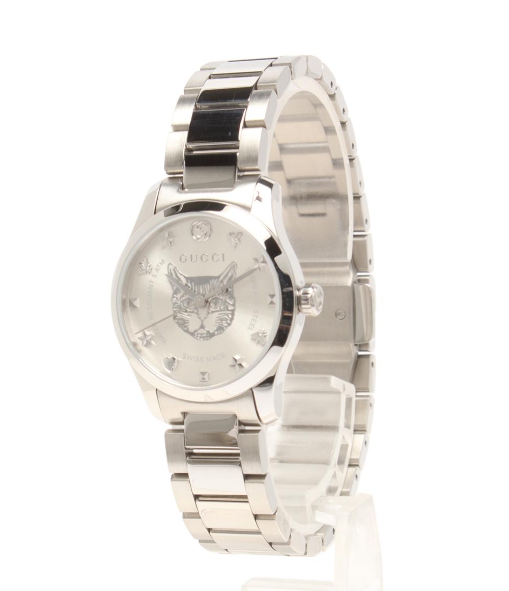 美品 グッチ 腕時計 Gタイムレス クオーツ シルバー YA126595 レディース GUCCI