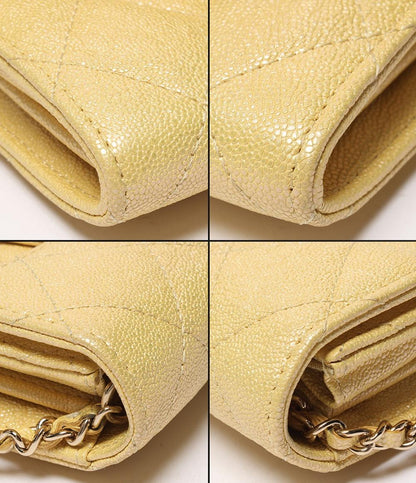 CHANEL チェーンショルダーウォレット コインケース マトラッセ キャビアスキン ゴールド金具 27番台 レディース シャネル