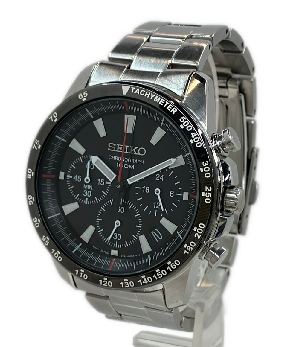 SEIKO 腕時計 クオーツ ブラック 6T63-00D0 メンズ セイコー