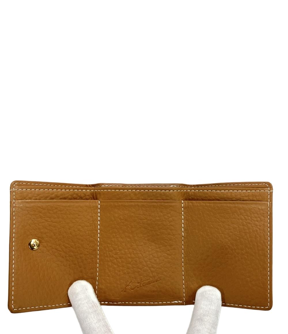 美品 Kitamura ダブルホック 三つ折り財布 シュリンク革 レディース キタムラ