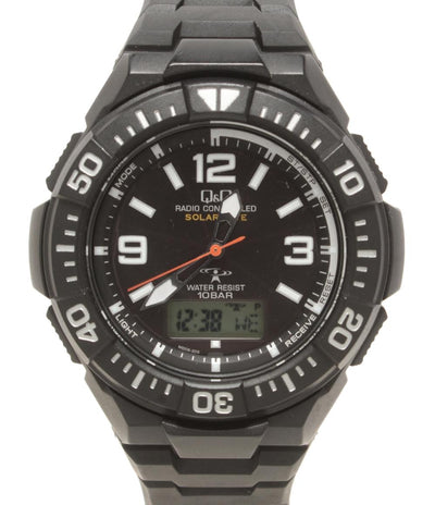 美品 Q&Q 腕時計 ソーラー ブラック UP08 メンズ キューアンドキュー