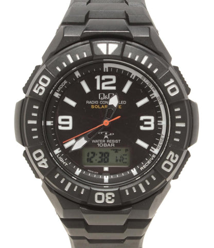美品 Q&Q 腕時計 ソーラー ブラック UP08 メンズ キューアンドキュー