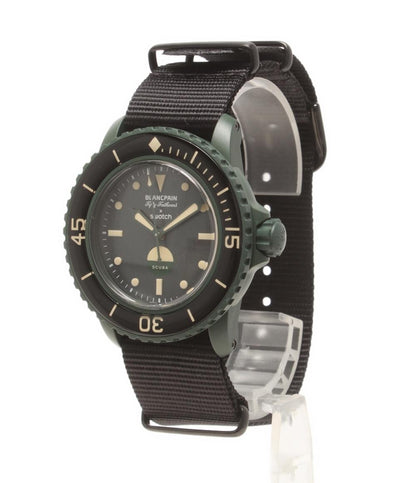 ブランパン スウォッチ 腕時計 GREEN ABYSS BIOCERAMIC SCUBA FIFTY FATHOMS 自動巻き ブラック SO35G100 レディース Blancpain Swatch