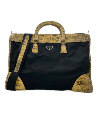 プラダ 2WAYハンドバッグ ショルダーバッグ 三角ロゴプレート パイソン レディース PRADA