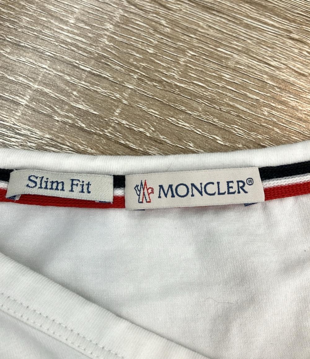 MONCLER 半袖Tシャツ Vネック トリコロールリブ ブランドワッペン C10918100800 メンズ SIZE L モンクレール