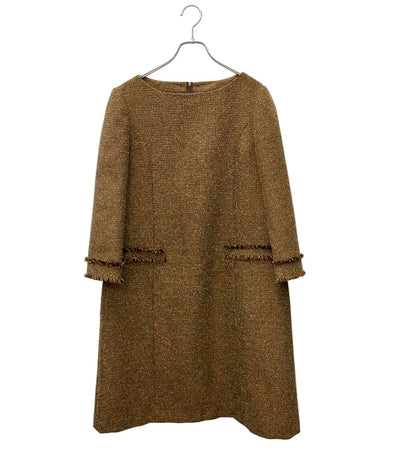 美品 FOXEY NEW YORK 長袖ワンピース Eclat De Nuit Dress 42153--NA00F610IW レディース SIZE 40 (L) フォクシー ニューヨーク