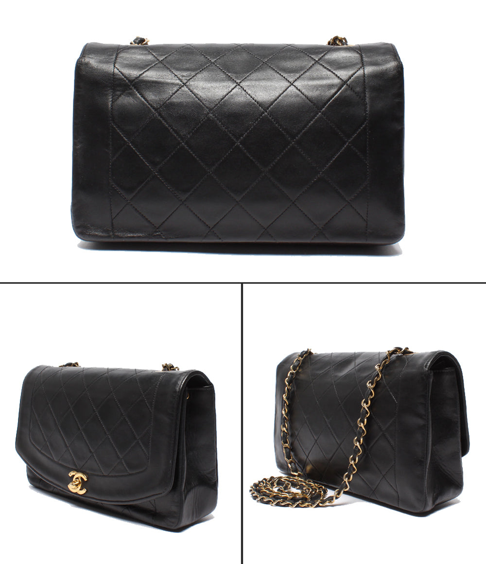 CHANEL チェーンショルダーバッグ ゴールド金具 シングルフラップ シングルチェーン ダイアナ 1番台 マトラッセ ラムスキン レディース シャネル
