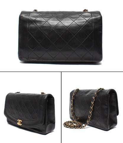 CHANEL チェーンショルダーバッグ ゴールド金具 シングルフラップ シングルチェーン ダイアナ 1番台 マトラッセ ラムスキン レディース シャネル