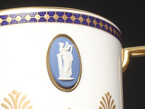 美品 WEDGWOOD カップ＆ソーサー 2客セット ペア アンセミオンブルー カメオ ウエッジウッド