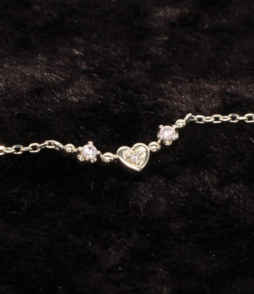 美品 ヨンドシー ネックレス SV ダイヤ ピンクトルマリン ハートモチーフ レディース 4℃